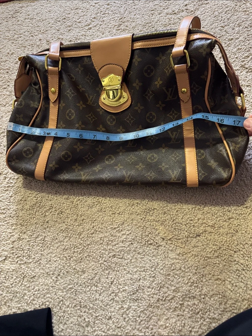 Faux LV Monogram Top-Handle Satchel in Brown & Tan - Picture 11 of 13